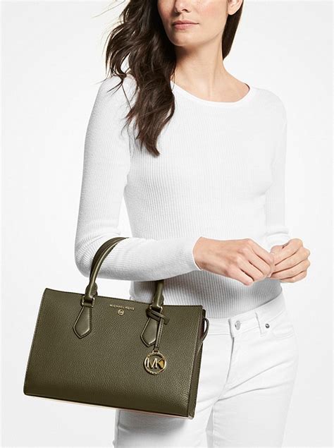 valerie medium logo satchel michael kors|Valerie Medium Pebbled Leather Satchel .